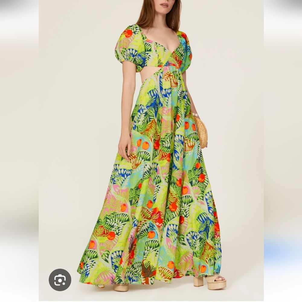 STAUD Vibrant Green and Blue Maxi Dress